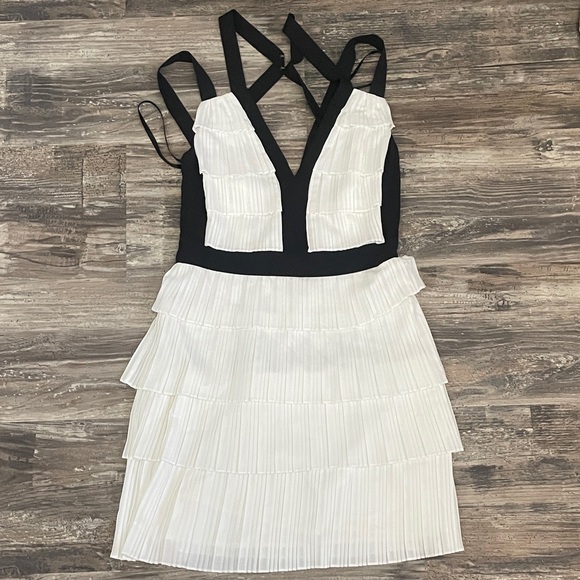 BCBGMaxAzria Black and White Strappy Mini Dress - Picture 1 of 5